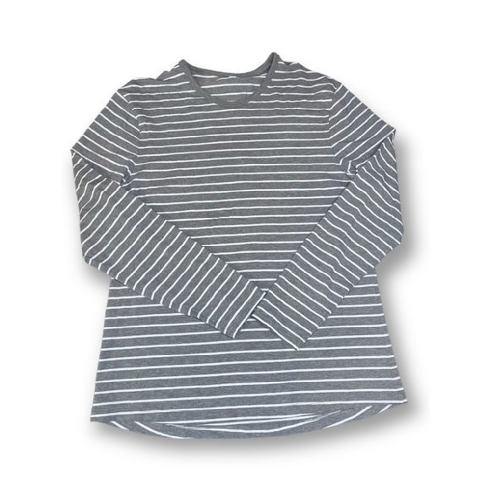 Lululemon 5 Year Basic Long Sleeve Shirt Mens Size: L Heathered Grey White Strip